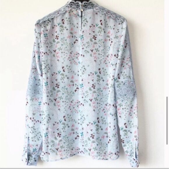 NWOT TED BAKER Javiera lace top Pale Blue Size 4/US 10 - Picture 6 of 10